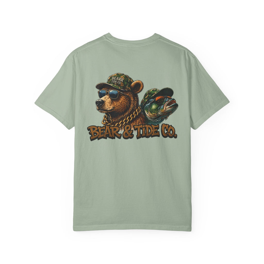 Bear & Tide Co. Graphic T-Shirt — Cool Bear & Fish Fishing Design