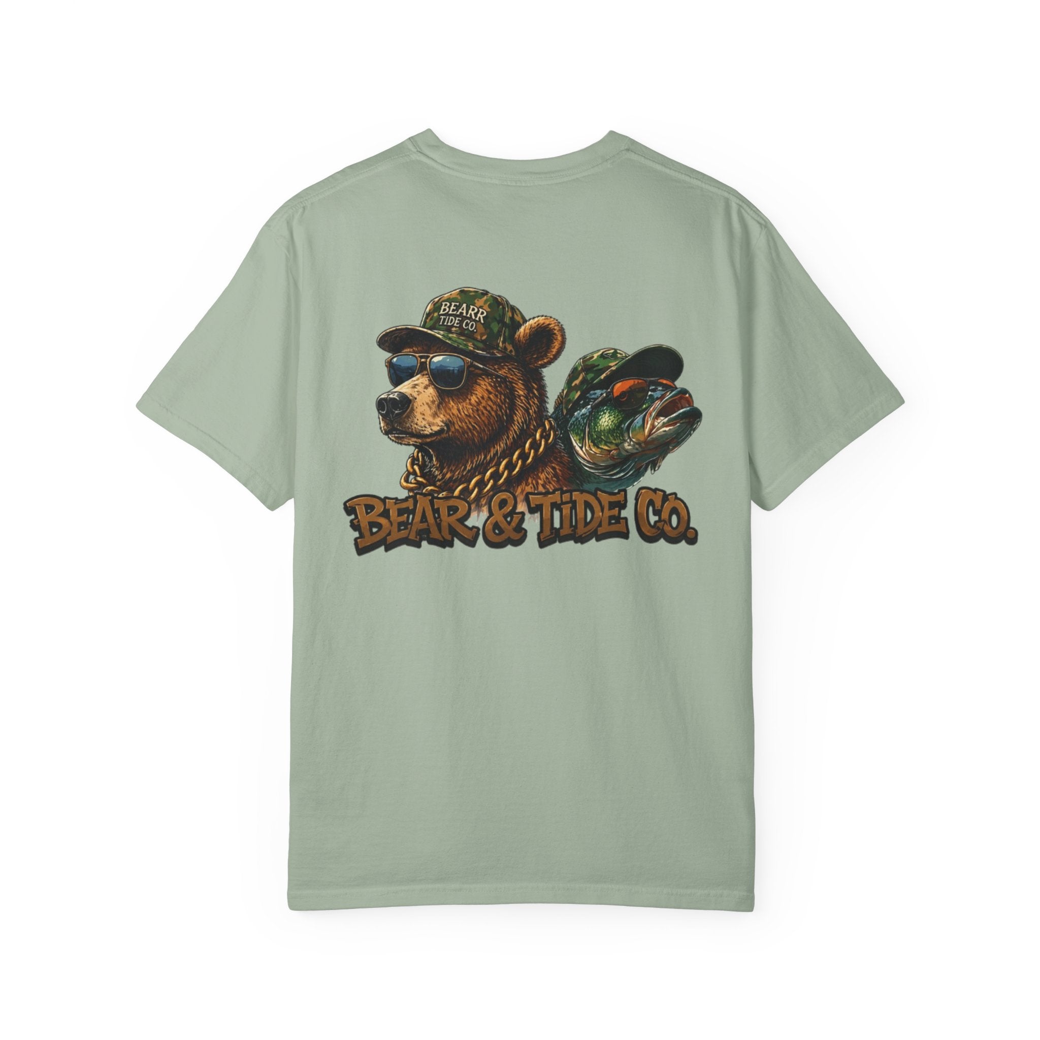Bear & Tide Co. Graphic T-Shirt — Cool Bear & Fish Fishing Design