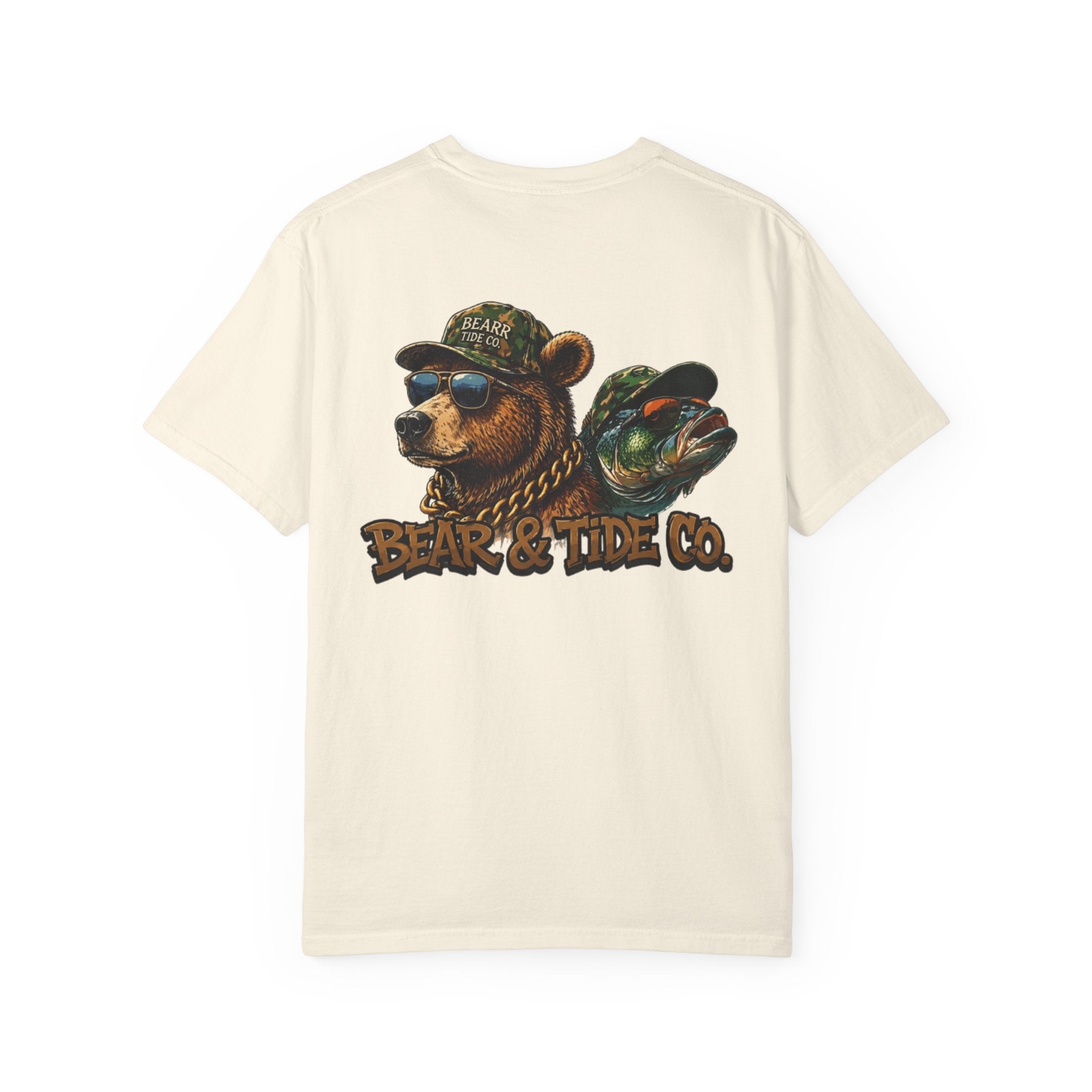 Bear & Tide Co. Graphic T-Shirt — Cool Bear & Fish Fishing Design