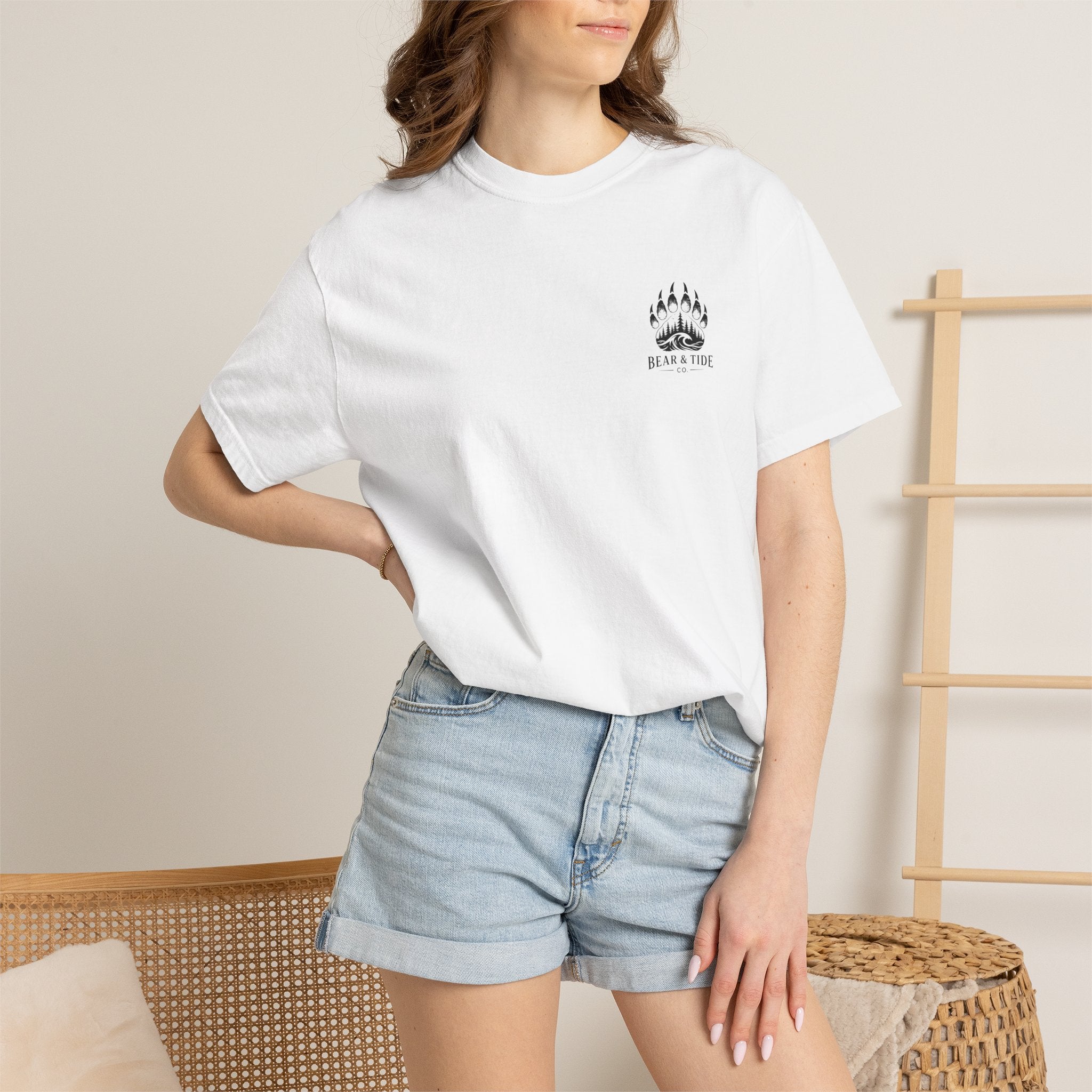 Bear & Tide Co. Graphic T-Shirt — Cool Bear & Fish Fishing Design