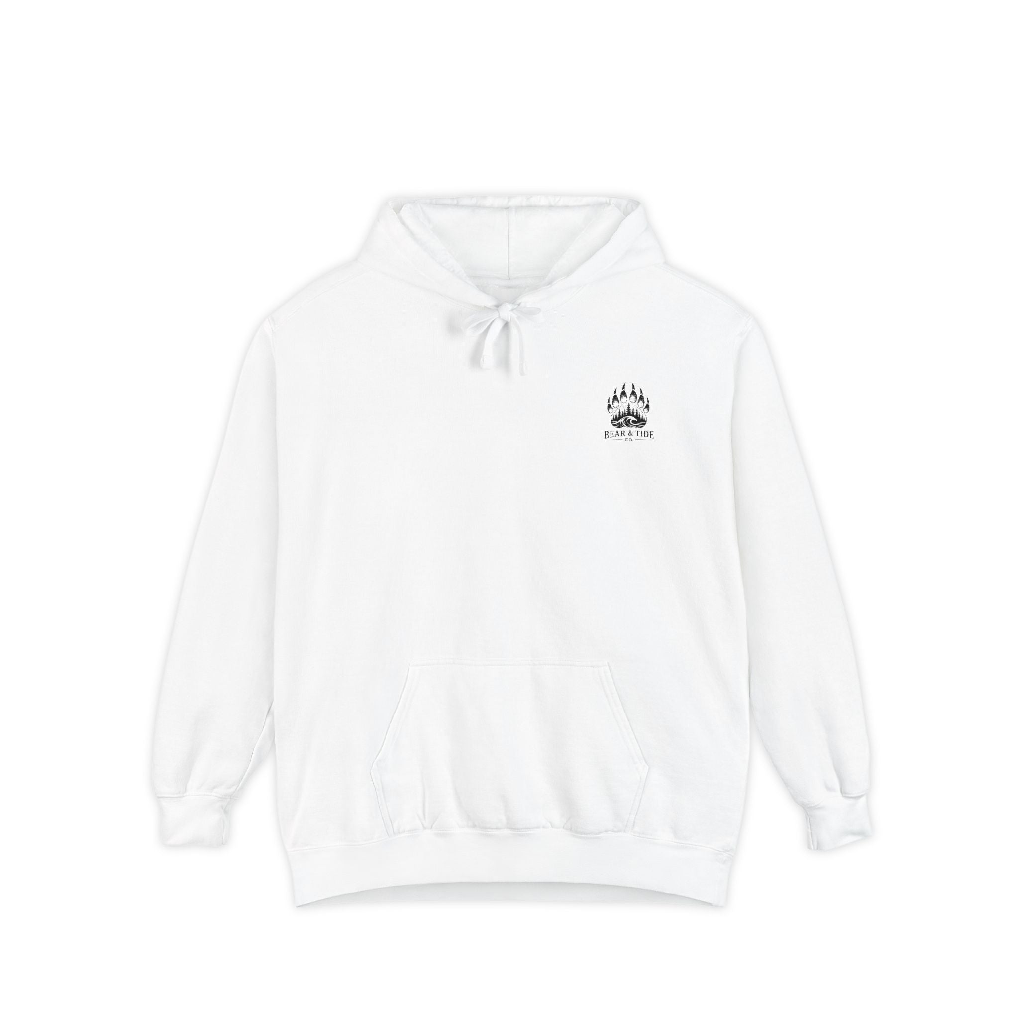 Minimal Flame Logo Hoodie — Cozy White Pullover with Small Chest Graphic