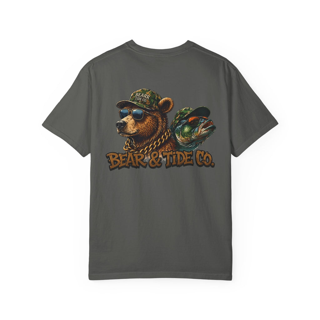 Bear & Tide Co. Graphic T-Shirt — Cool Bear & Fish Fishing Design
