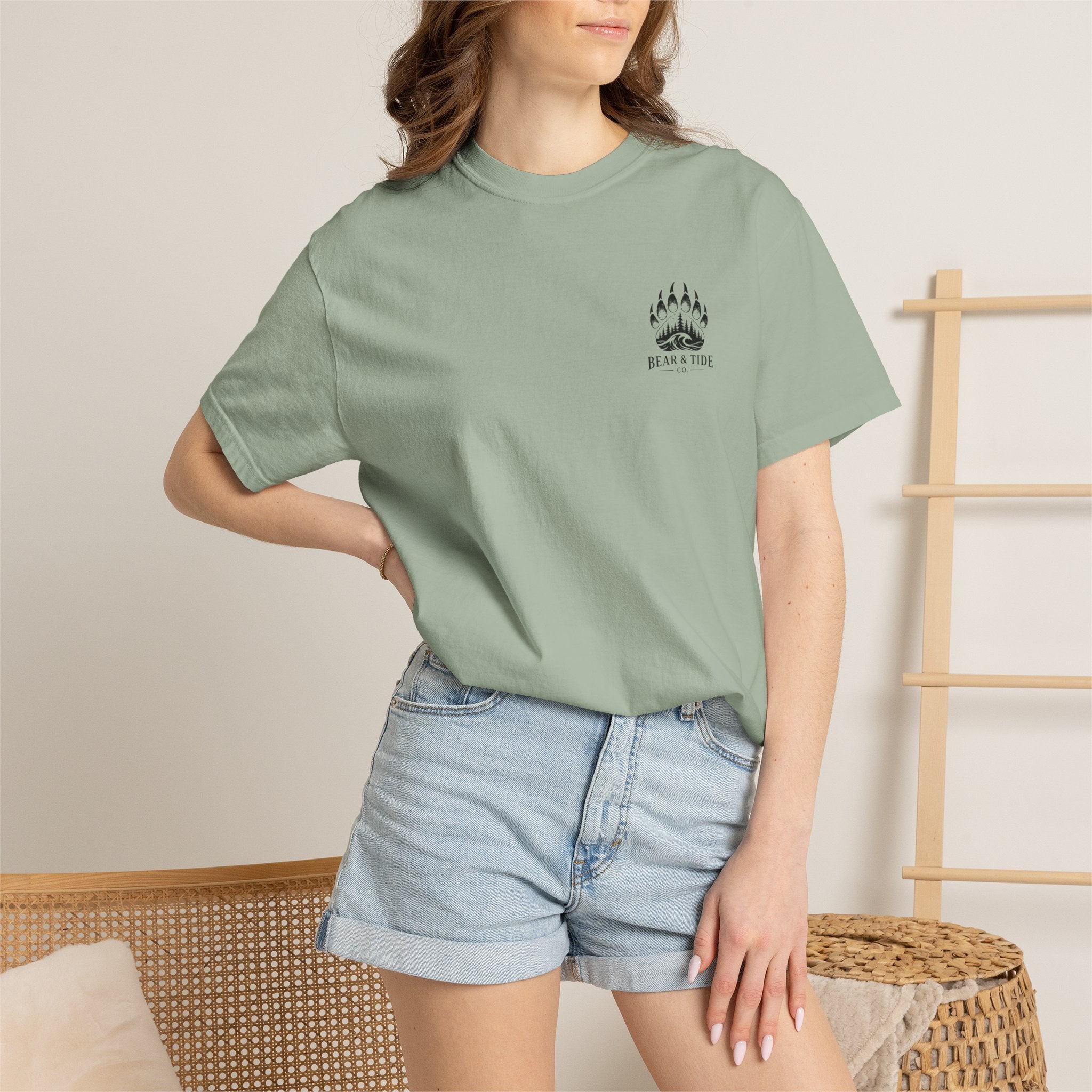 Bear & Tide Co. Graphic T-Shirt — Cool Bear & Fish Fishing Design