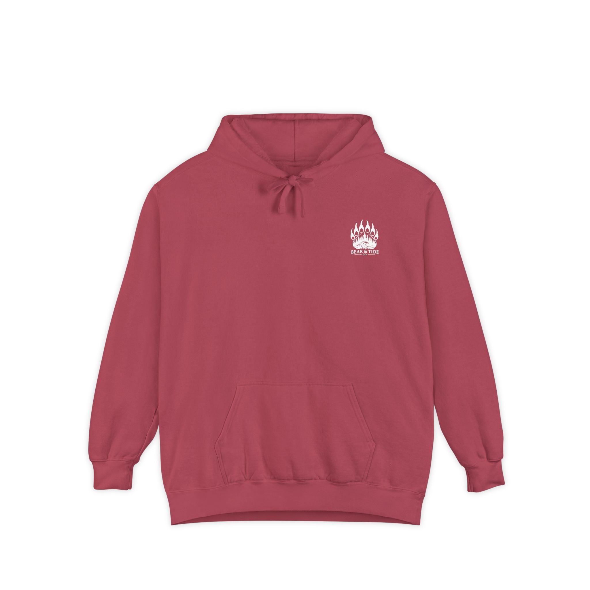 Minimal Flame Logo Hoodie — Cozy White Pullover with Small Chest Graphic