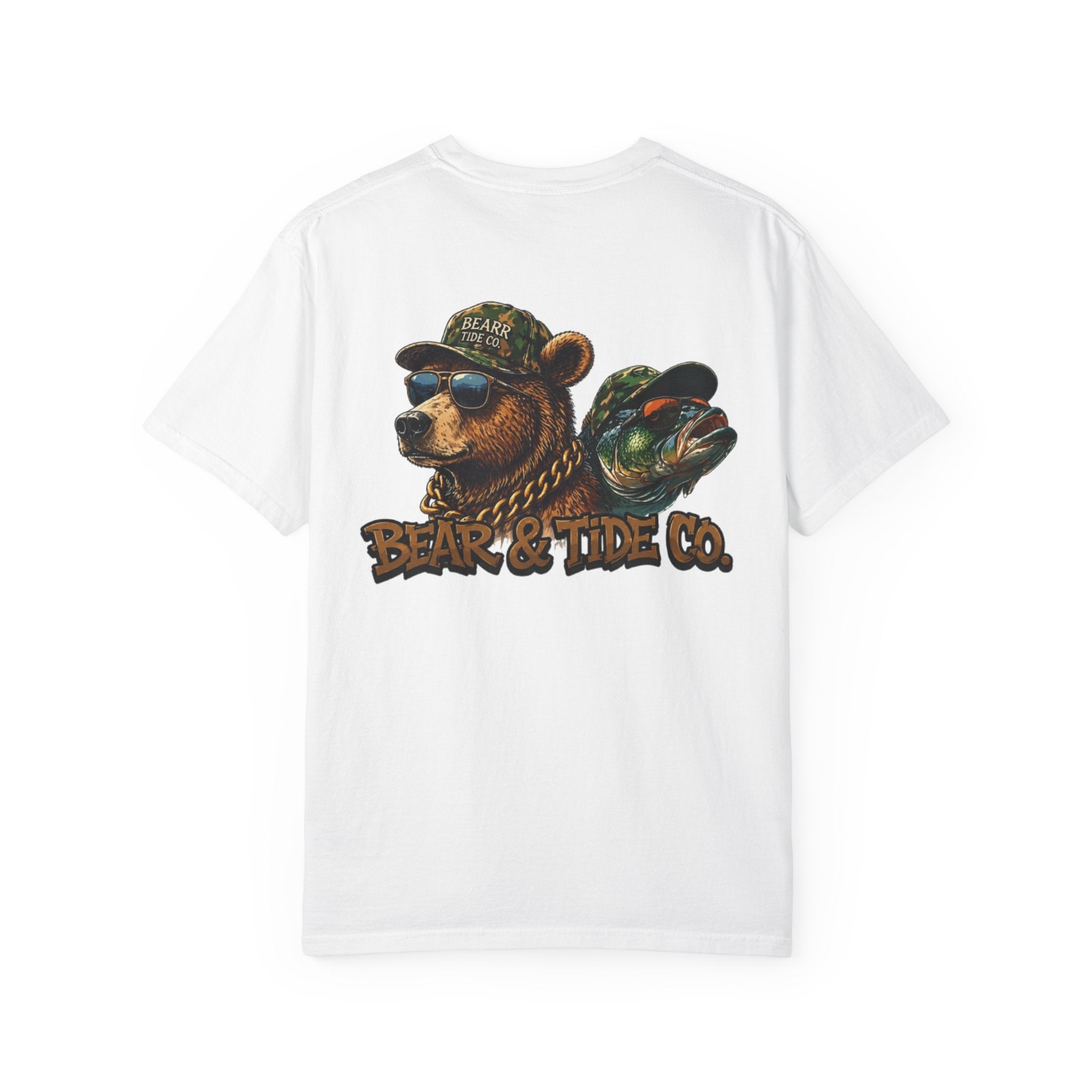 Bear & Tide Co. Graphic T-Shirt — Cool Bear & Fish Fishing Design